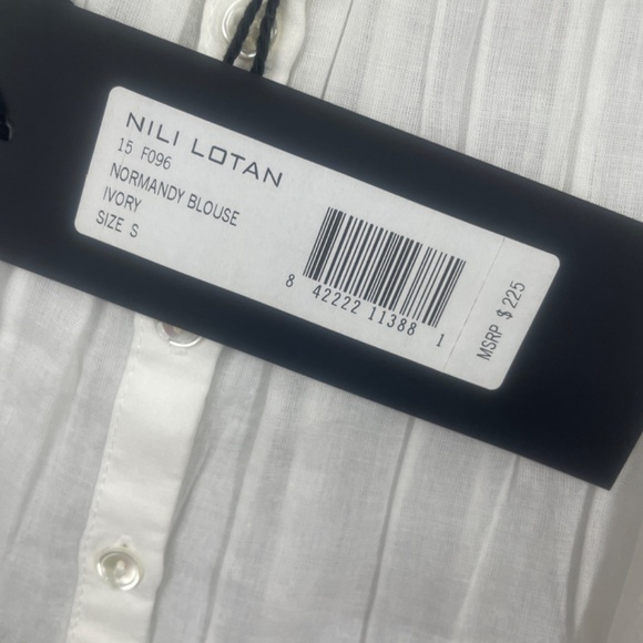 Nili Lotan Womans Small NEW w/ Tags Ivory Normandy Blouse 100% Cotton Lightweigh - Picture 4 of 6